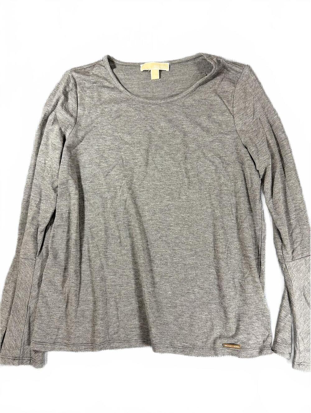 Michael Kors Gray Bell Sleeve Top Women's Large Stretch Knit Casual